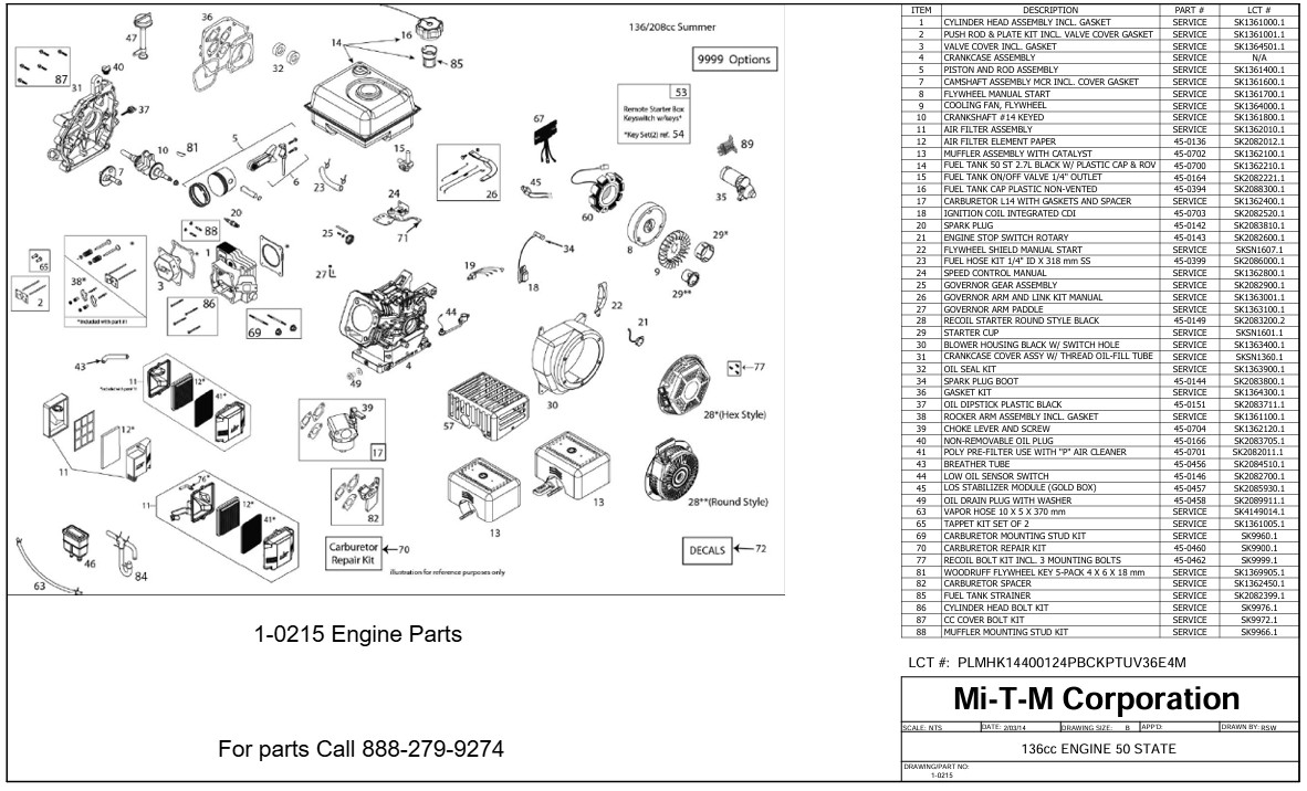 MITM 1-0215 engine repair parts